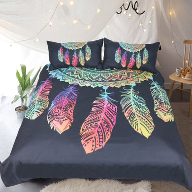 Mandala Quilt Cover Set - Black Dreamcatcher