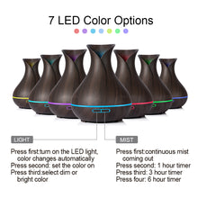 Load image into Gallery viewer, Wood colour Ultrasonic Humidifier With 7 Color Lights
