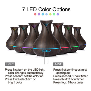 Wood colour Ultrasonic Humidifier With 7 Color Lights