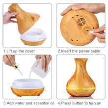 Load image into Gallery viewer, Wood colour Ultrasonic Humidifier With 7 Color Lights