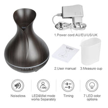 Load image into Gallery viewer, Wood colour Ultrasonic Humidifier With 7 Color Lights