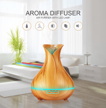 Load image into Gallery viewer, Wood colour Ultrasonic Humidifier With 7 Color Lights