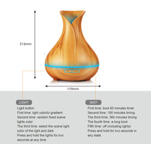 Load image into Gallery viewer, Wood colour Ultrasonic Humidifier With 7 Color Lights