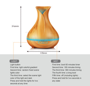 Wood colour Ultrasonic Humidifier With 7 Color Lights