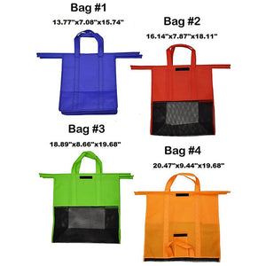 4 pcs Set Shopping Trolley Reusable Bags - With cooler bag