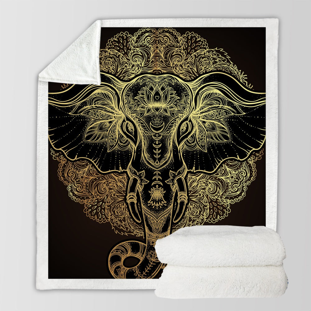 Golden Elephant Throw Blanket