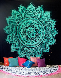 Yin Yang Printed Lotus Mandala Tapestry - Various Styles