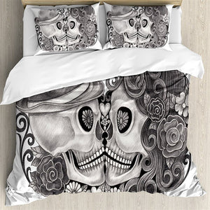 Black and White Sugar Skull Bed Set