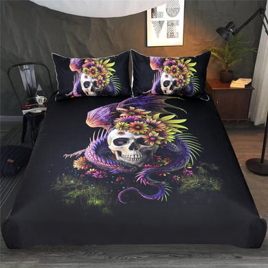 Mandala Quilt Cover Set - Flowery Skull by Sunima