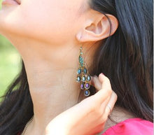 Load image into Gallery viewer, Peacock Drop Earring
