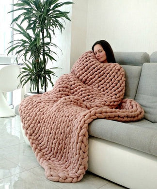 Chunky Hand Knitted Throw - Many colours