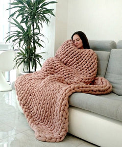 Chunky Hand Knitted Throw - Many colours