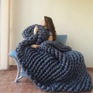 Chunky Hand Knitted Throw - Many colours