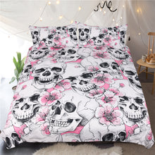 Load image into Gallery viewer, Cherry Blossom Sugar Skull Bedding Set