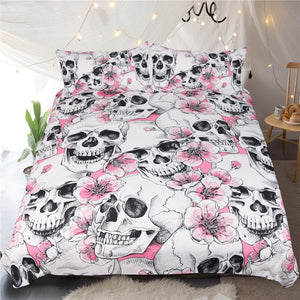 Cherry Blossom Sugar Skull Bedding Set