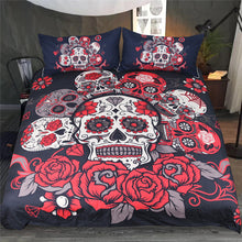 Load image into Gallery viewer, Rose Ritual Sugar Skull Bedding Set