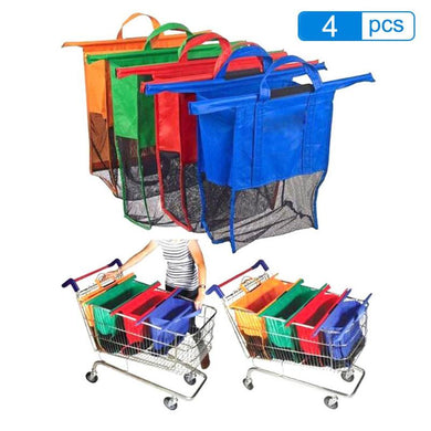 4 pcs Set Shopping Trolley Reusable Bags - Without cooler Bag