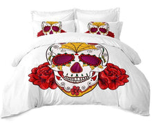 Load image into Gallery viewer, Skull Red Flowers Bedding Set