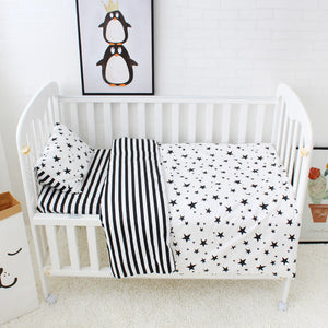 Striped Stars 3Pcs Baby Bedding Set - 100% cotton
