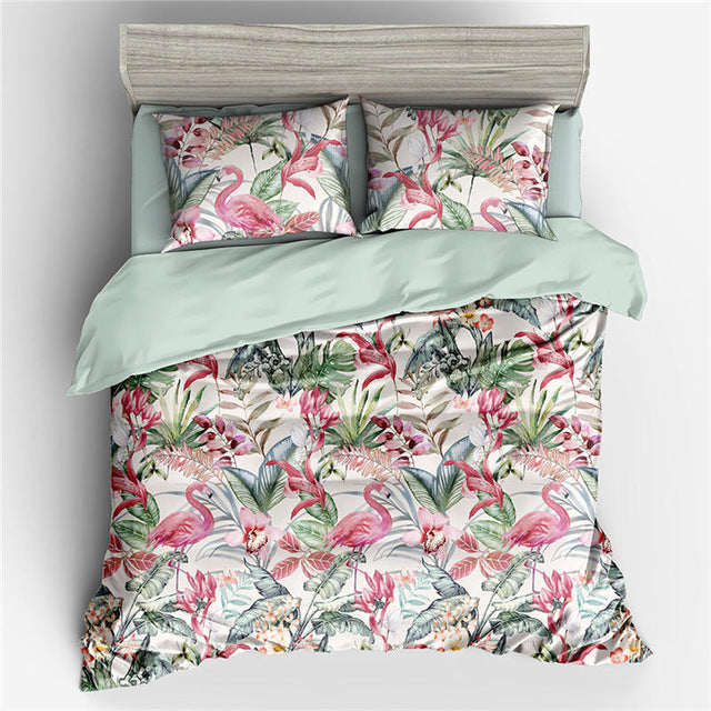 Floral Flamingo Premuim Bed Set