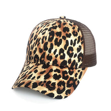 Load image into Gallery viewer, Ponytail Messy Bun Cap Animal Print