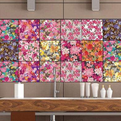 Flower Tiles Wall Sticker Waterproof