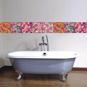 Flower Tiles Wall Sticker Waterproof