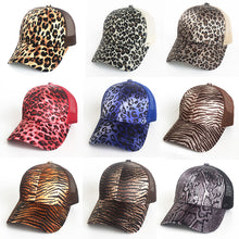 Load image into Gallery viewer, Ponytail Messy Bun Cap Animal Print