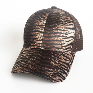 Ponytail Messy Bun Cap Animal Print