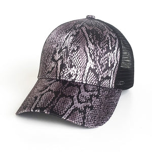 Ponytail Messy Bun Cap Animal Print