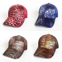 Load image into Gallery viewer, Ponytail Messy Bun Cap Animal Print