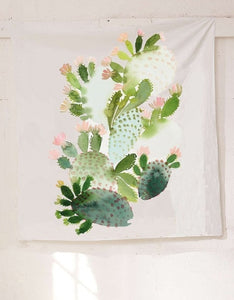 Boho Green Plants Cactus Tapestry