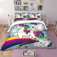 Load image into Gallery viewer, Mandala Quilt Cover Set - Happy Self Unicorn
