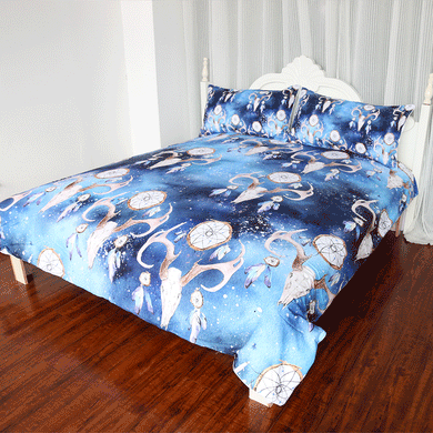 Mandala Quilt Cover Set - Bull Head Skull
