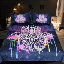 Load image into Gallery viewer, Mandala Quilt Cover Set - Hamsa Hand