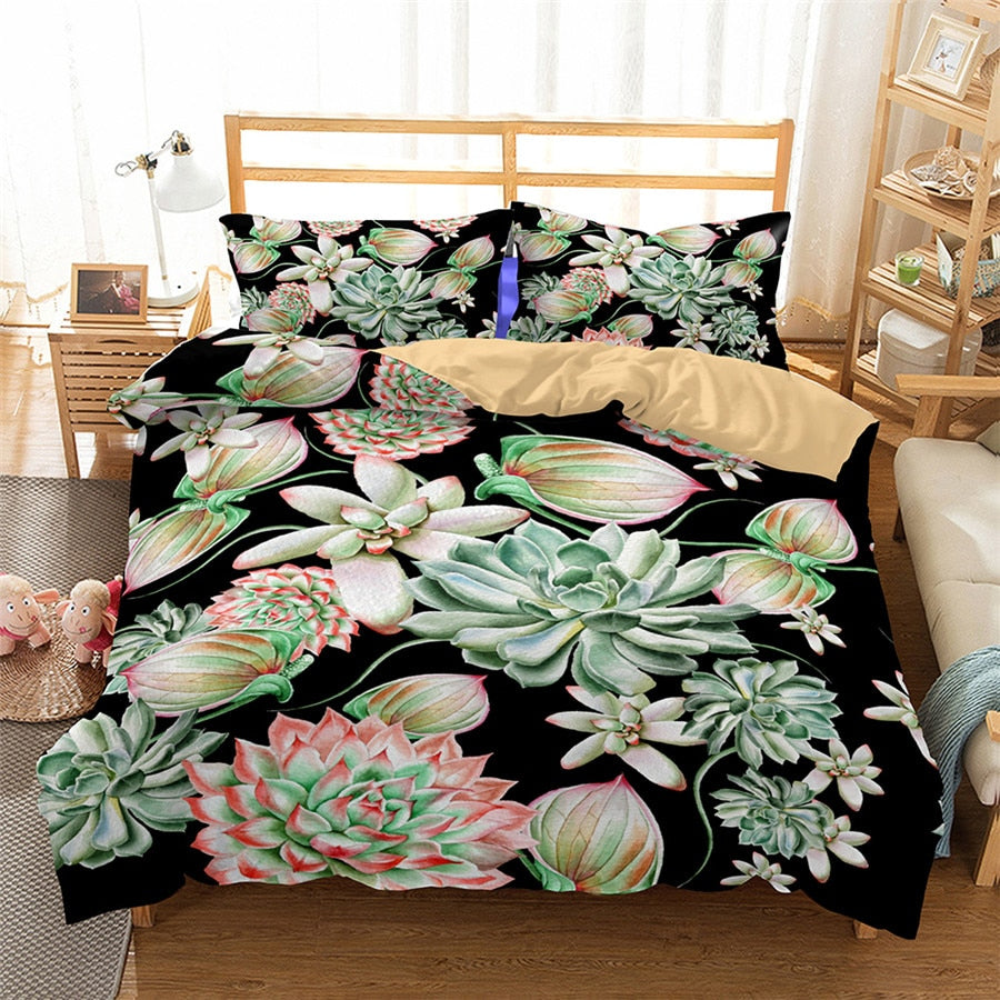 succulent comforter set Succulents Garden Duvet Cover Set – Bohemian Lifestyle Store