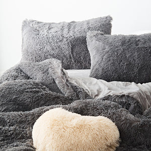 Fluffy Quilt cover set  - Grey - CLEARANCE