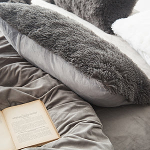 Fluffy Quilt cover set  - Grey - CLEARANCE