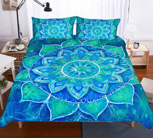 Load image into Gallery viewer, Green Sun Mandala Bedding Set