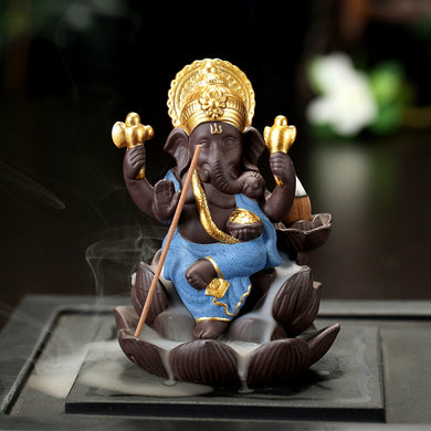Golden Ganesha & Buddha Backflow Incense Burner