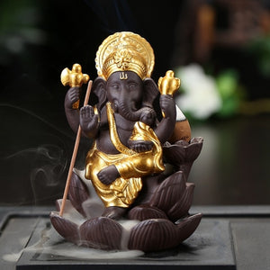 Golden Ganesha & Buddha Backflow Incense Burner