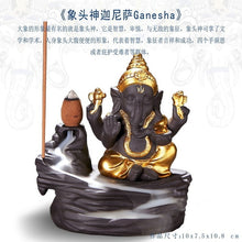 Load image into Gallery viewer, Golden Ganesha &amp; Buddha Backflow Incense Burner