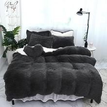 Fluffy Faux Lambswool Quilt Cover Set - Dark Grey