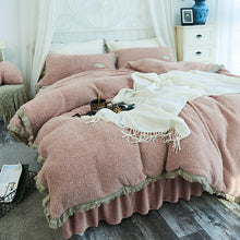 Load image into Gallery viewer, Tassels Faux Lambswool Velvet Bed Set