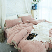 Load image into Gallery viewer, Tassels Faux Lambswool Velvet Bed Set