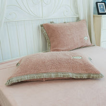 Load image into Gallery viewer, Tassels Faux Lambswool Velvet Bed Set
