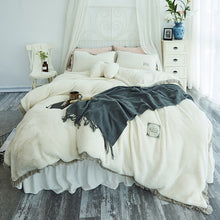 Load image into Gallery viewer, Tassels Faux Lambswool Velvet Bed Set