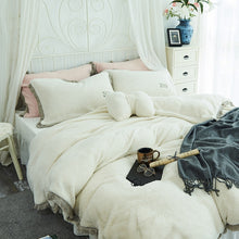 Load image into Gallery viewer, Tassels Faux Lambswool Velvet Bed Set