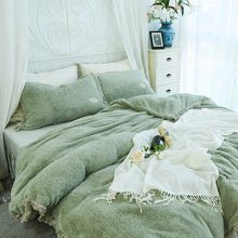 Load image into Gallery viewer, Tassels Faux Lambswool Velvet Bed Set