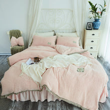 Load image into Gallery viewer, Tassels Faux Lambswool Velvet Bed Set